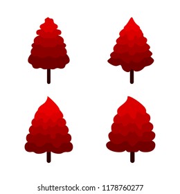Set of autumn tree