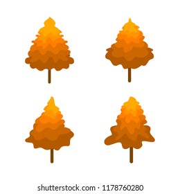 Set of autumn tree