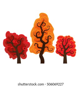 Set of autumn tree