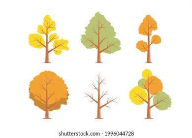 Set of autumn tree vector illustration