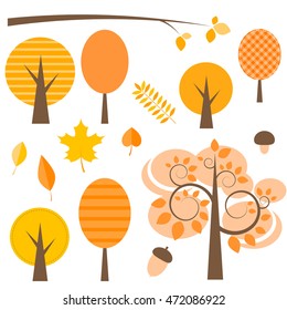 set of autumn trees