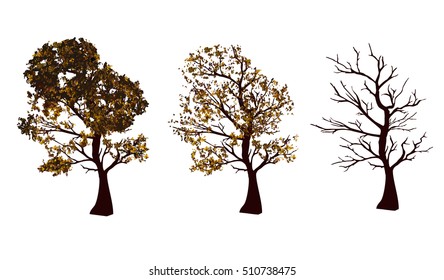 Set of autumn trees