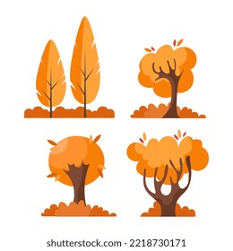 Set of autumn trees. Flat style illustration.