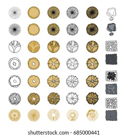 Set of Autumn trees top view for landscape vector illustration  