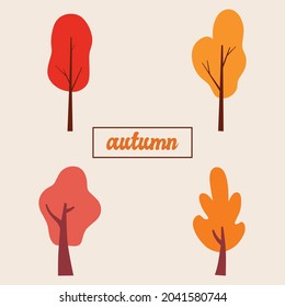 Conjunto de ilustraciones vectoriales de árboles de otoño