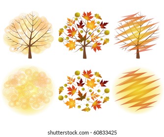 Set autumn trees. Vector illustration.