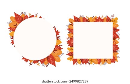 Set of autumn vector banner. Colourful leaves for sale season or thanksgiving holiday or for promotion poster or card.