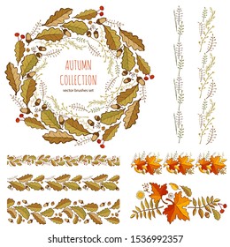 Set of autumn vector brushes for design