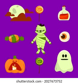 set of autumn vector illustrations for halloween
