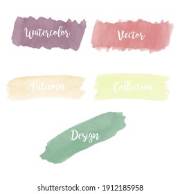 Set of autumn watercolor elements for design. 