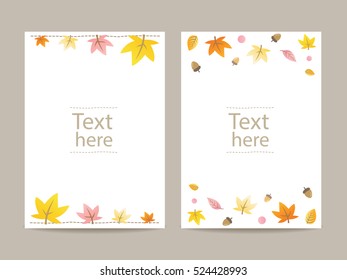 Set of Autumn white card frame : vector illustration