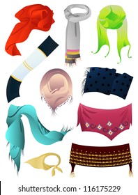 Set of autumn and winter scarves, vector illustration