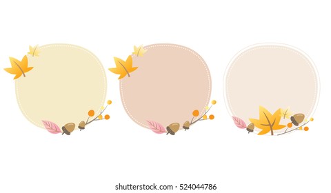 Set of autumn wreath banner vector illustration
