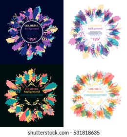 Set of autumnal round frames. Wreaths of autumn leaves. Background with hand drawn autumn leaves. Fall of the leaves. Sketch, design elements. Vector illustration.