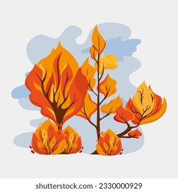 Set of Autumnal trees against a white background. Good for educational materials or eco environment save concept.