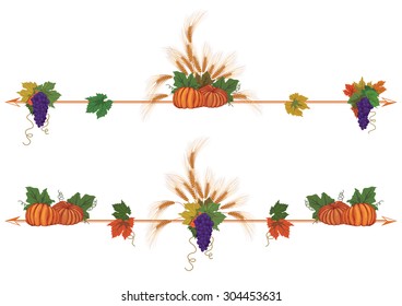 set of autumnal vector borders with pumpkins (EPS 10)