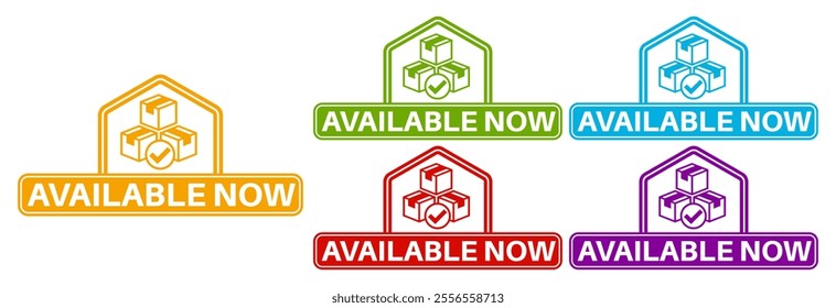 set available icon sign. product available label badge sticker template design vector illustration