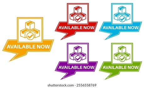 set available now icon. modern banner sale tag sign template vector illustration