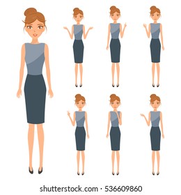 Set of avatar business woman character with occupation. People vector design.