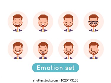 A set of avatar businessman. Different emotions