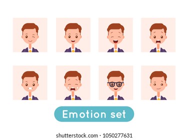 A set of avatar businessman. Different emotions