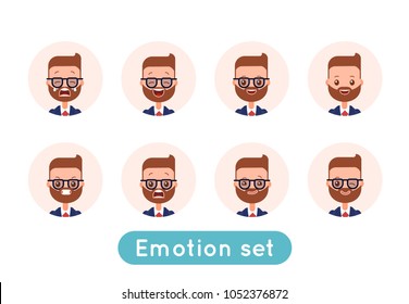 A set of avatar businessman. Different emotions