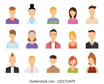 Set of Avatar Color Icons - Illustration. Vector people symbols.