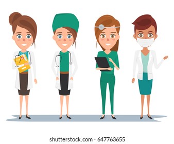 Set of avatar doctor character for medicine. people icon set.