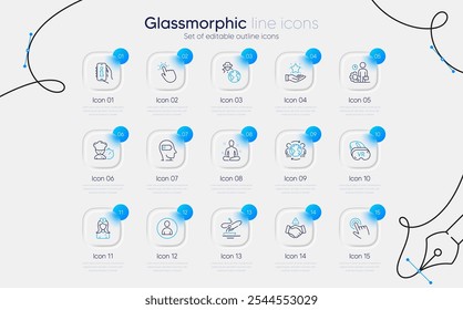 Set of Avatar, Hospital nurse and Loyalty program line icons for web app. Boat fishing, Inspect, Cursor icons. Chef, Global business, Touchpoint signs. Info app, Fraud, Weariness. Vector