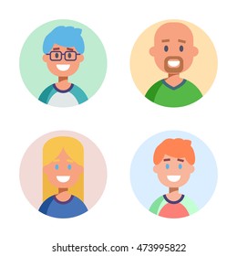 Set of Avatar icons. Flat Design Characters. Vector illustration