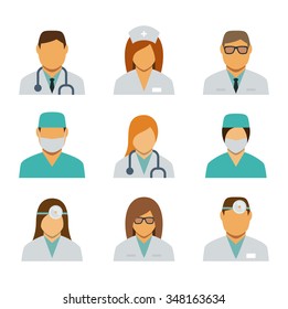 Set of  avatar icons for medical staff