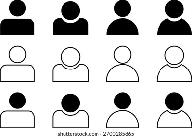 A set of avatar icons representing human figures and user profiles, ideal for online platforms, social media, and digital design.