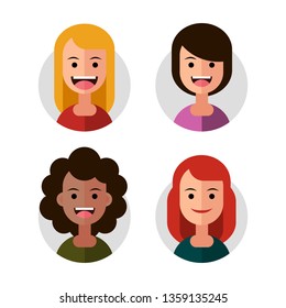 Set of Avatar Icons. Vector Illustration. Flat Graphic Style. Emoji Avatar Decorative Design for Web, Office, Assistance