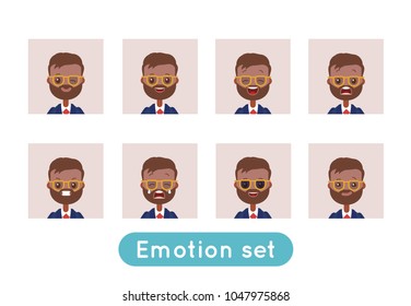 Set of avatar indian businessman. Different emotions