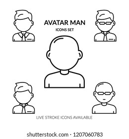 Set Of Avatar Man, Icon Man, Icon Boy With Avialable Live Stroke