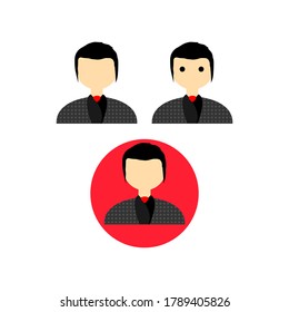 Establece un avatar de un ícono de hombre con una chaqueta. Diseño plano. avatar vector