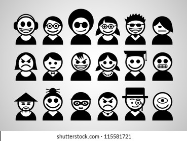 Set of avatar people icons.