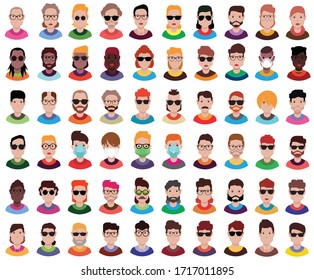 Set of avatar, people icons with glasses and sunglasses