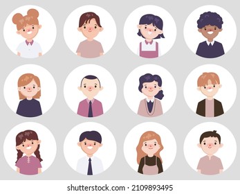 Set of avatar people worker collection cartoon flat design.