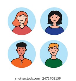 set of avatar profile picture icon vector for social media or web