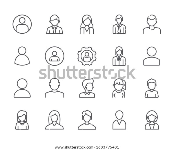 Set of\
avatar Related Vector Line Icons. Includes such Icons as person,\
user, male, female, human and more. -\
vector