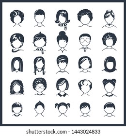Set of avatar or user icons. Vector illustration. Silhouettes man and woman. Adult, youth and child heads. Business people. Colleagues, hiefs and employees.