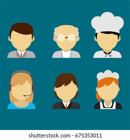 Set of avatars characters of different professions