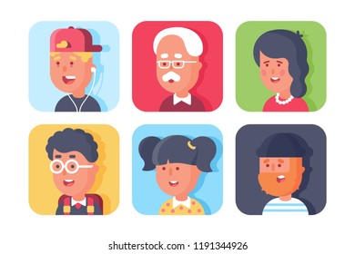 Set of avatars with faces.