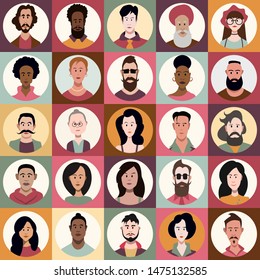 Set of avatars flat style colorful vector icons. Set of people characters. Different gender and age, men and women.