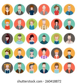 Set avatars flat style men women profession on a white background