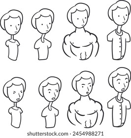 A set of avatars in the form of torsos and heads of male characters. Some of them are silent, others say something, opening their mouths.