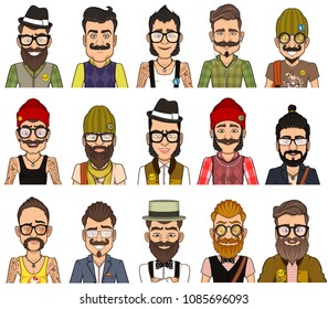 Set of avatars hipsters