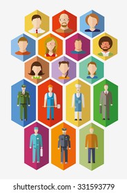 Set of avatars and people of different professions. Flat design illustration