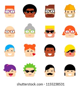 Set of avatars of people of different styles and ages